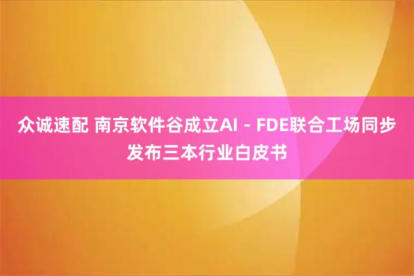 众诚速配 南京软件谷成立AI－FDE联合工场同步发布三本行业白皮书